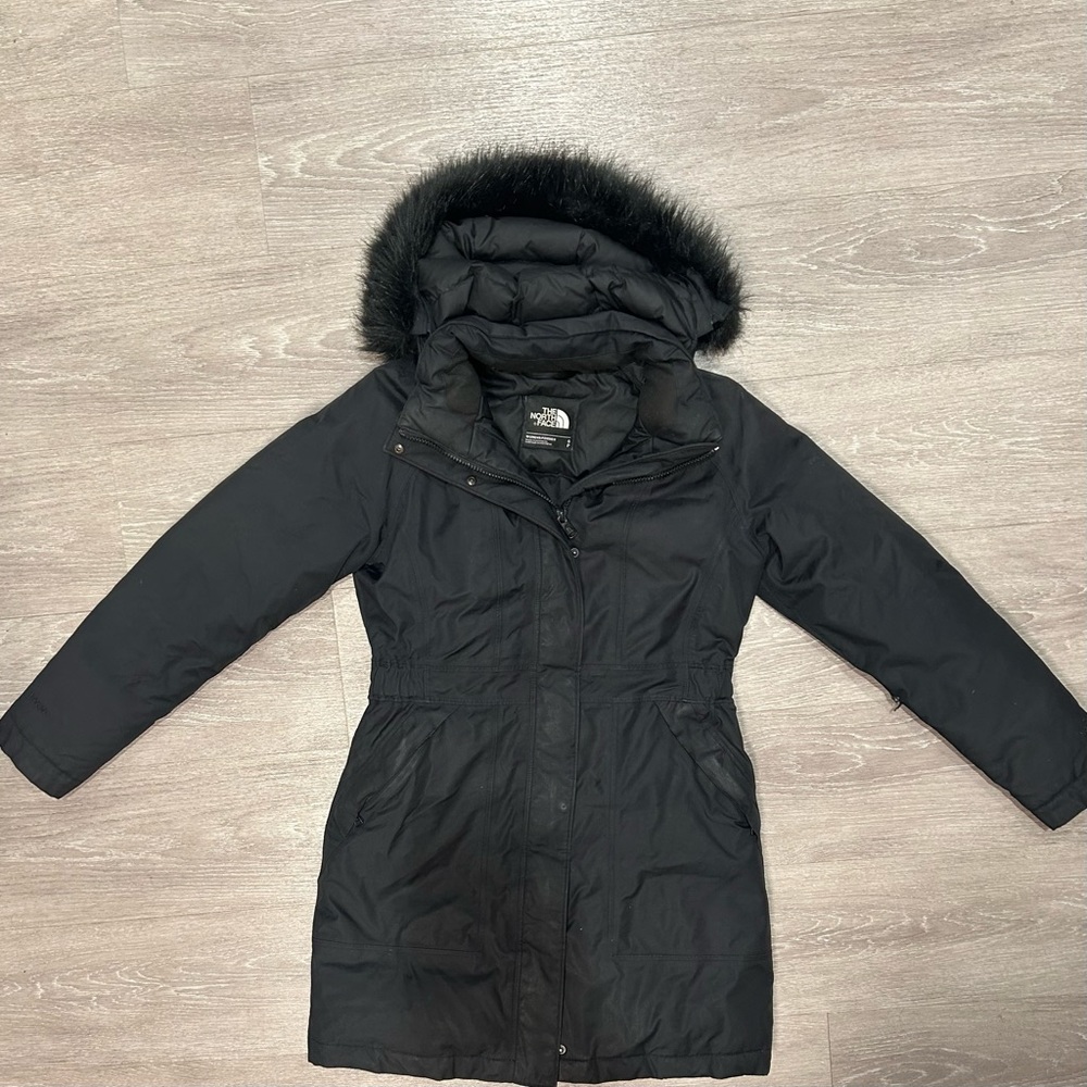 The North Face Black Arctic Parka Down Coat Jacket
black fur hood size S small